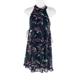 NWT Aubrey 3+1 black floral halter dress N5